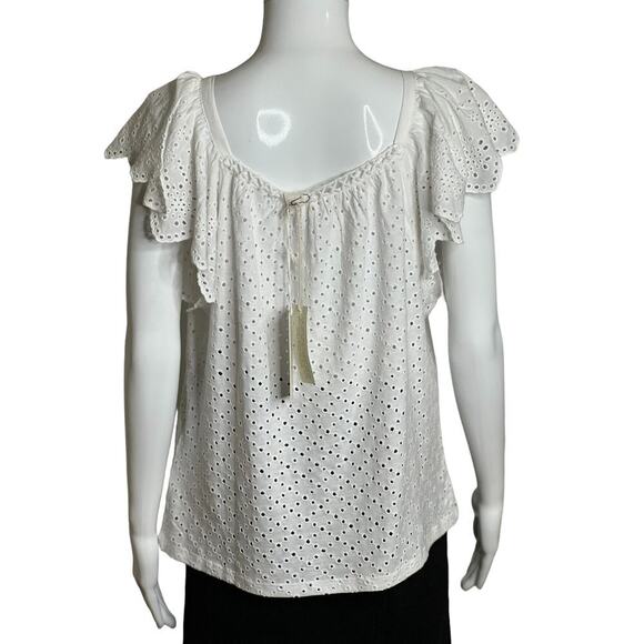 Joie Embroidered Blouse White Ruffles sleeve Size XS short Sleeve NWT - Picture 5 of 12